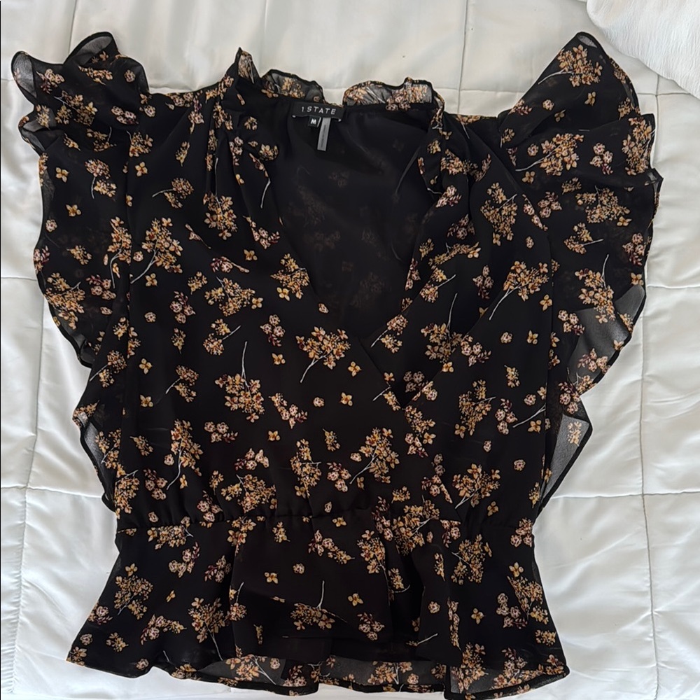 State Black Floral Women's Top